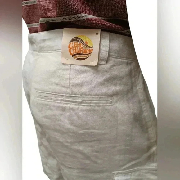 C&C California NWT 100%  Linen White Cargo Shorts Size 36 - Picture 5 of 7